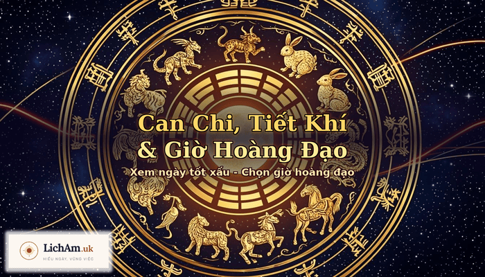 Can Chi, tiết khí và giờ hoàng đạo trong hệ thống lịch âm