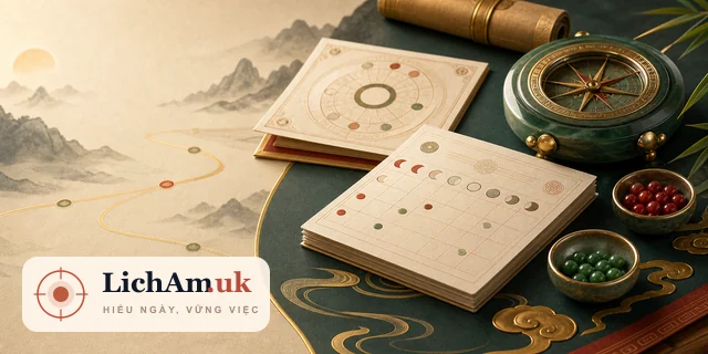 Minh họa chọn ngày tốt xấu với các dấu hiệu tốt và xấu trong lịch